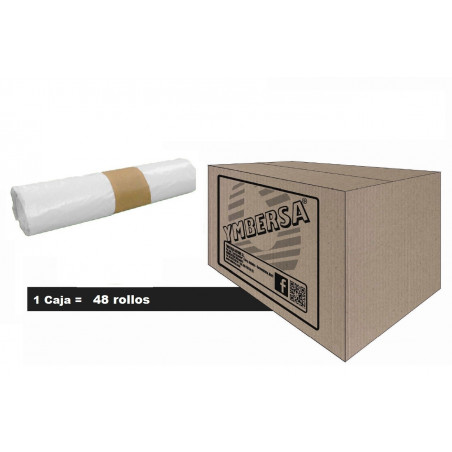 Caja bolsa basura blanca 25 Lt. *54x60 mm. Baja densidad y alta presión. *48 rollos **960 bolsas.