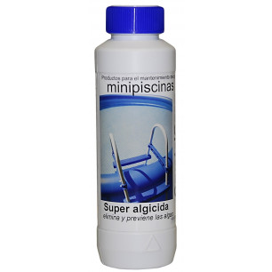 Algicida Súper CrystalCare especial para minipiscinas. Botella 500 mL.