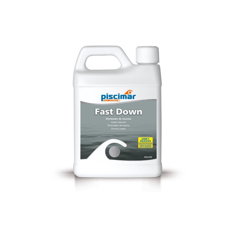PM-670 Fast Down: evita la presencia de insectos flotando en el agua al reducir la tensión superficial del agua. Botella 0.5 kg.