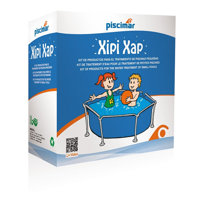 Kit Piscimar Xipi-Xap: productos para el tratamiento de piscinas pequeñas. Bote 0,5 antialgas + 0,5 kg cloro