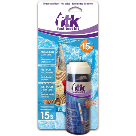 Tiras FTK Basic Strips 4 en 1: Cloro / pH / Alcalinidad / Ácido isocianúrico. Bote 50 tiras