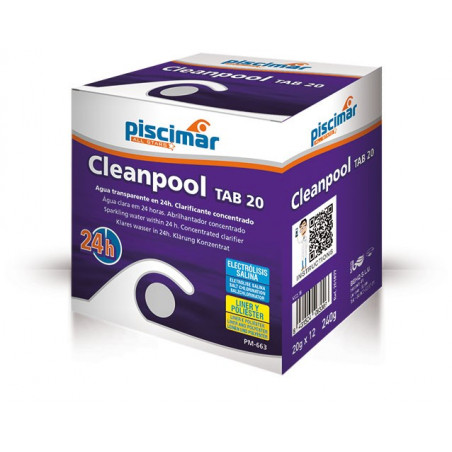 PM-663 Cleanpool Tab 20: Abrillantador coagulante. Caja con 12 uds.