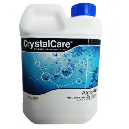 Algicida CrystalCare previene y elimina algas en piscinas, fuentes públicas, SPAS, Jacuzzis... Antialgas botella 2 Lt.