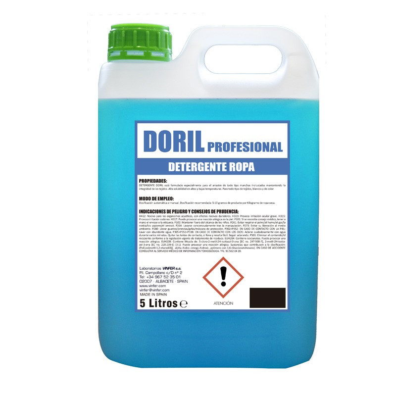 Detergente líquido DORIL profesional. Botella 5 Lt.