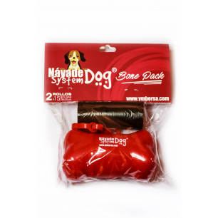 2 Huesos dispensador Nayade System® Dog Bone Pack bolsas excrementos perro + 28 rollos de recambios. Bolsas totales 420
