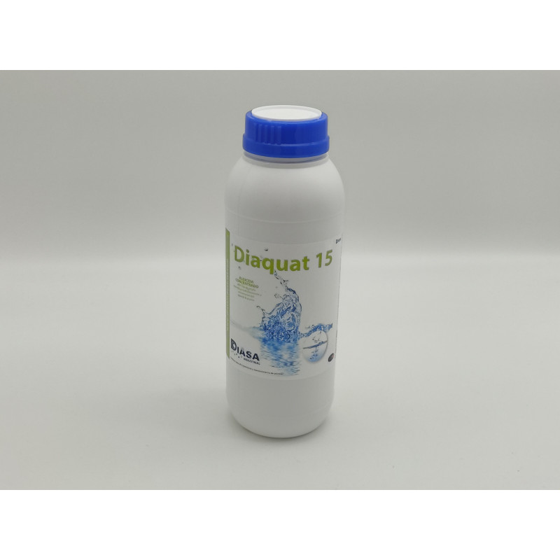 Diaquat-15: antialgas amplio espectro con poder desinfectante, fungicida y bactericida. Sin cobre. Botella 1 Lt