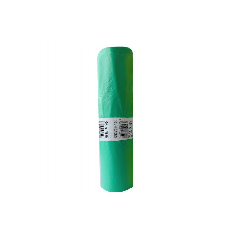 Rollo bolsa basura verde 120 Litros extra grande ideal para contenedores y cubos XL grandes. Extra fuerte y antigoteo. 10 ud