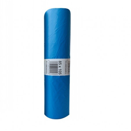 Rollo bolsa basura azul 120 Litros extra grande ideal para contenedores y cubos XL grandes. Extra fuerte y antigoteo. 10 ud