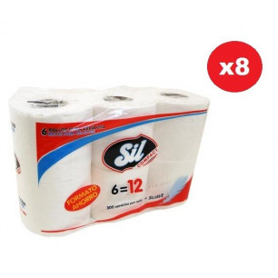 Papel Higiénico SIL. 48 rollos (8 paquetes de 6 Ud)